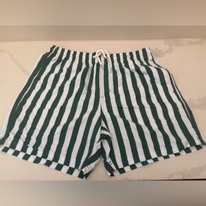 RSQ Green and White Striped Athletic Shorts